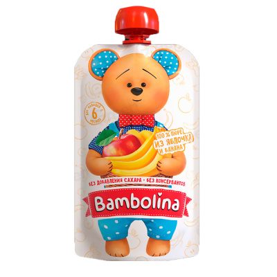 Пюре Яблоко Банан 180 г с 6 месяцев Bambolina 1